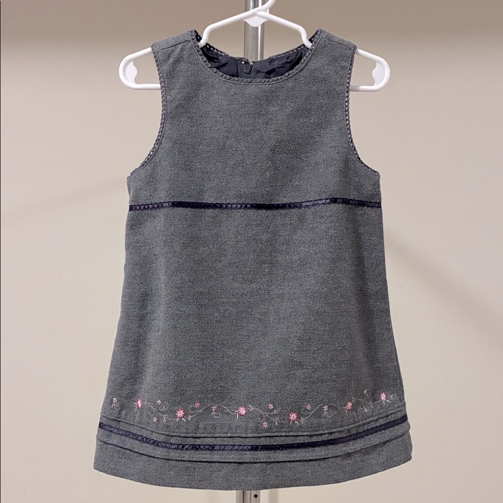 Cherokee Girls’ Charcoal Dress with Pink Flowers Accents